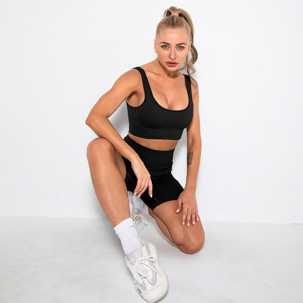 2PCS Women Yoga Set Gym Set Sexy Bra Seamless Sports Shorts Workout Running Clothing Gym Wear Athletic Sport Suit