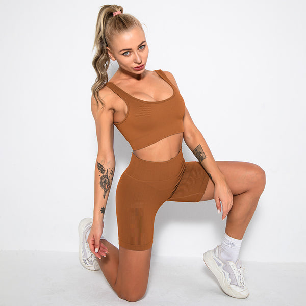 2PCS Women Yoga Set Gym Set Sexy Bra Seamless Sports Shorts Workout Running Clothing Gym Wear Athletic Sport Suit