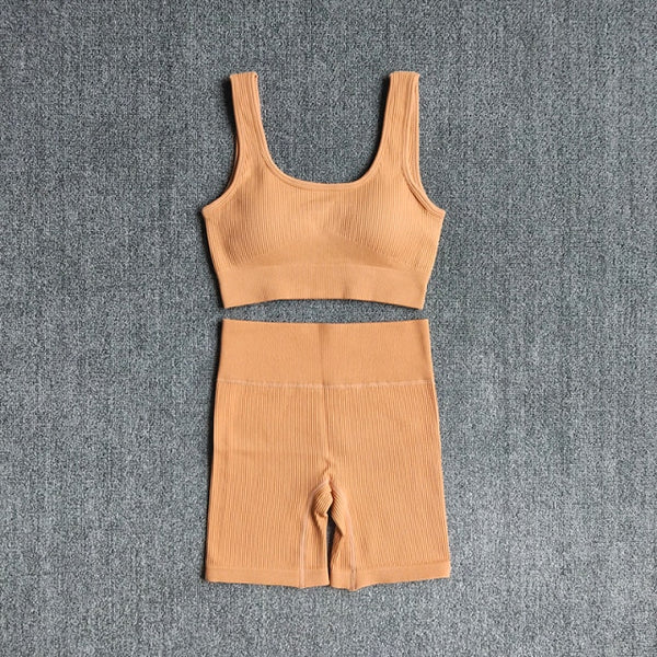 2PCS Women Yoga Set Gym Set Sexy Bra Seamless Sports Shorts Workout Running Clothing Gym Wear Athletic Sport Suit