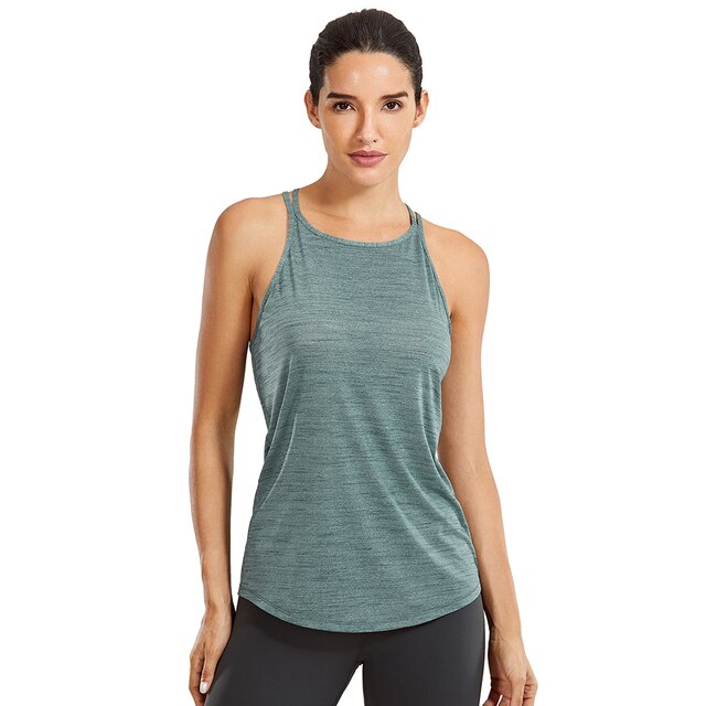 Women's Lightweight Heather Yoga Tank Tops Strappy Back Workout Shirts