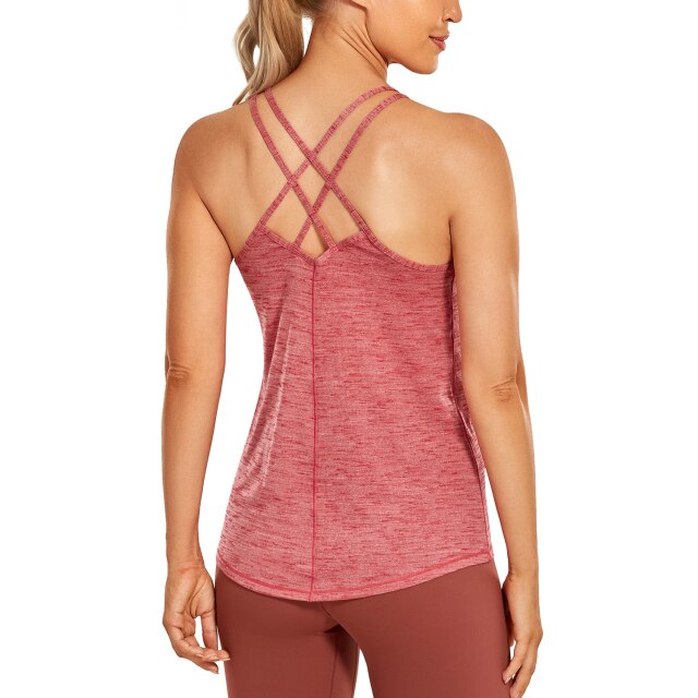 Women's Lightweight Heather Yoga Tank Tops Strappy Back Workout Shirts