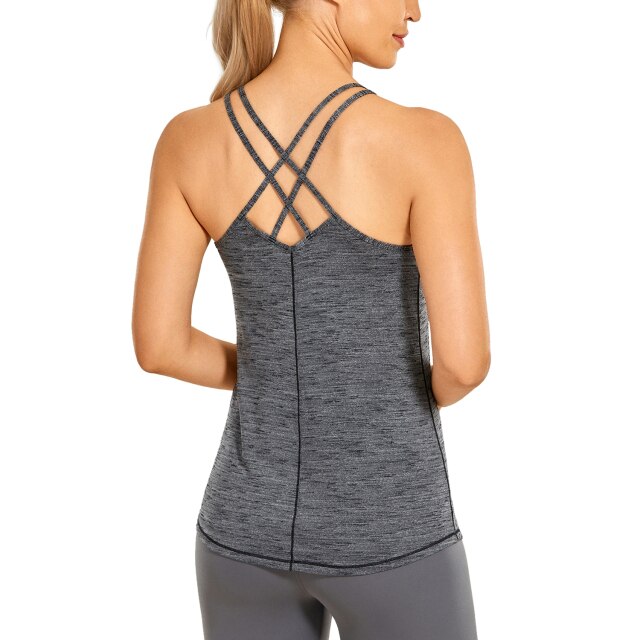 Women's Lightweight Heather Yoga Tank Tops Strappy Back Workout Shirts