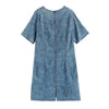 Women's Plus Size Denim Dress Summer Slim Fit Dress Casual Dress Printed Woven Denim Short Sleeve Knee-Length