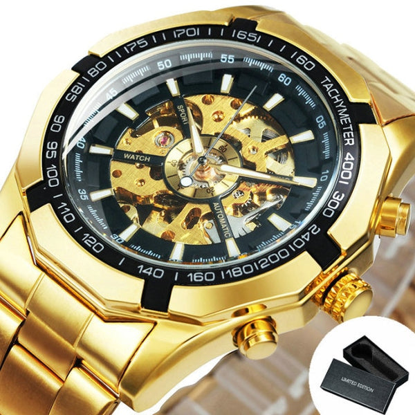 Watch Men Skeleton Automatic Mechanical Watch Gold Skeleton Vintage Man Watch Mens Watches