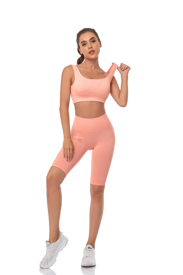 Seamless Women Yoga Set Sports Bra Sports Shorts Fitness Wear Outfit 2 Piece Gym Yoga Sets Workout Suits