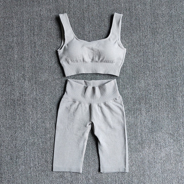 Seamless Women Yoga Set Sports Bra Sports Shorts Fitness Wear Outfit 2 Piece Gym Yoga Sets Workout Suits