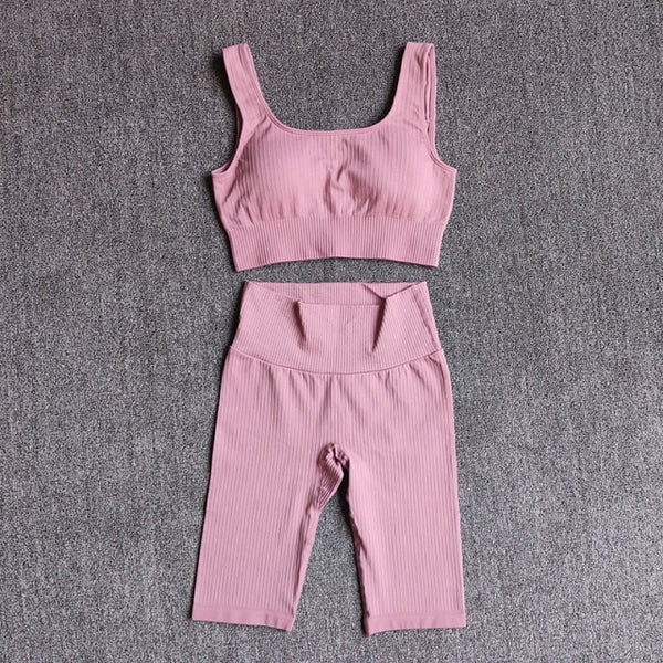 Seamless Women Yoga Set Sports Bra Sports Shorts Fitness Wear Outfit 2 Piece Gym Yoga Sets Workout Suits