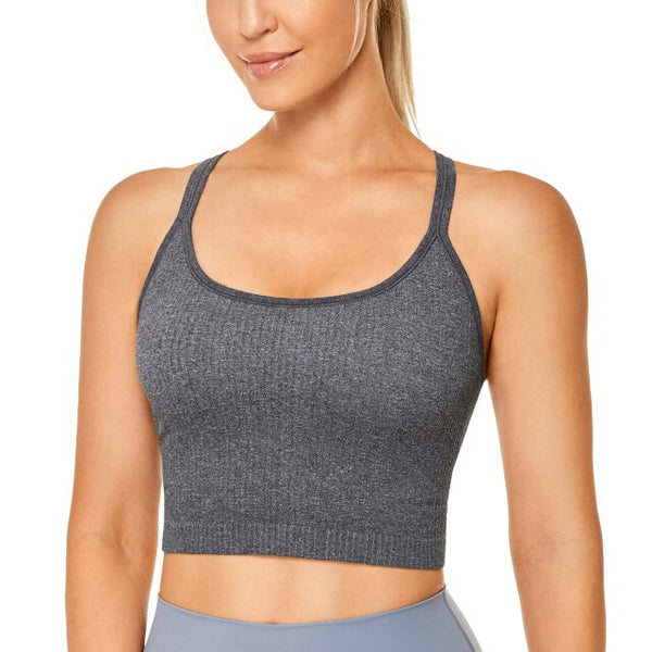 Women's Longline Sports Bra Padded Wireless Racerback Yoga Bras Crop Tank Tops
