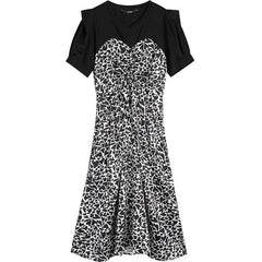 Solid Love Print Casual Vintage Midi Dress Women,Summer Stylish Short Sleeve,High Waist Holiday Party Dresses