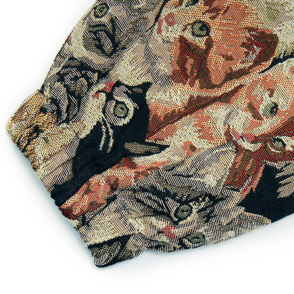 Jacket Men Cute Cat Painting Printed Zipper Coat Autumn Loose Casual Retro Cool Hip Hop Style Outwear Couple Streetwear