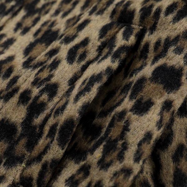 Hip Hop Jacket Coat Men Furry Leopard Print Multi-Pocket Outwear Loose Retro Rock Hipster High Street Jacket Streetwear