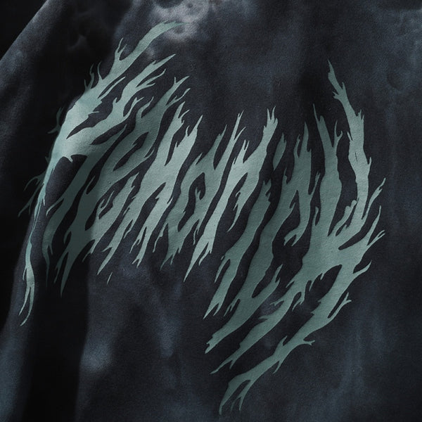 Hoodie Men Tie Dye Punk Graphic Print Hole Ripped Hooded Pullover Autumn Oversize Hipster High Street Couple Streetwear