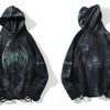 Hoodie Men Tie Dye Punk Graphic Print Hole Ripped Hooded Pullover Autumn Oversize Hipster High Street Couple Streetwear
