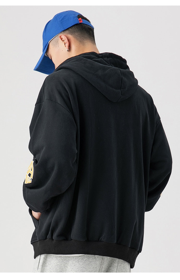Animal Letter Embroidery Zipper Hooded Hoodie Men Casual College Style Oversized Coats Autumn Fashion Streetwear Couple
