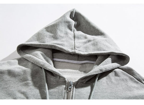 Animal Letter Embroidery Zipper Hooded Hoodie Men Casual College Style Oversized Coats Autumn Fashion Streetwear Couple