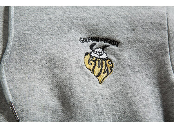 Animal Letter Embroidery Zipper Hooded Hoodie Men Casual College Style Oversized Coats Autumn Fashion Streetwear Couple