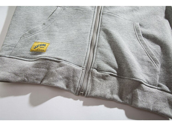 Animal Letter Embroidery Zipper Hooded Hoodie Men Casual College Style Oversized Coats Autumn Fashion Streetwear Couple