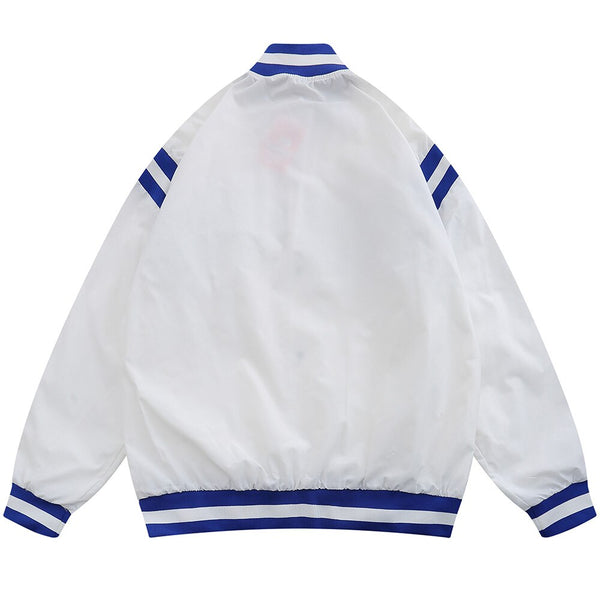 Jacket Men Embroidery Patch Color Block Print Baseball Jacket Coat Men Loose High Street Harajuku Bomber Outwear Autumn