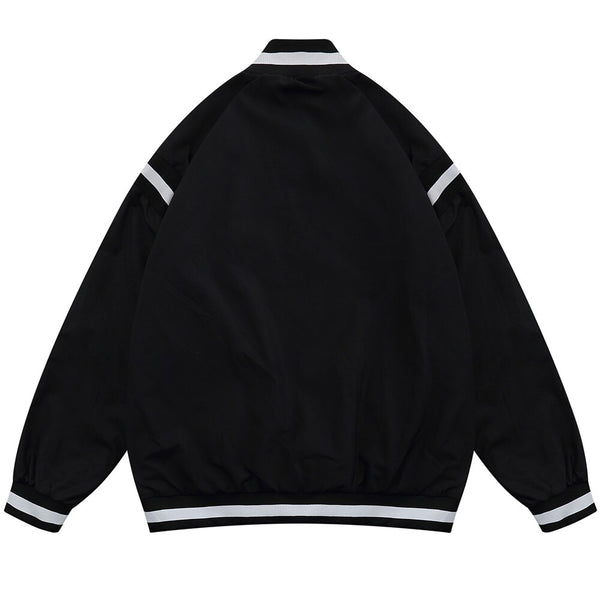 Jacket Men Embroidery Patch Color Block Print Baseball Jacket Coat Men Loose High Street Harajuku Bomber Outwear Autumn