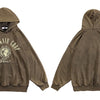 Hoodie Men Embroidery Washed Distressed Hooded Pullover Autumn Oversized Retro Punk All-match Sweatshirt Men Streetwear