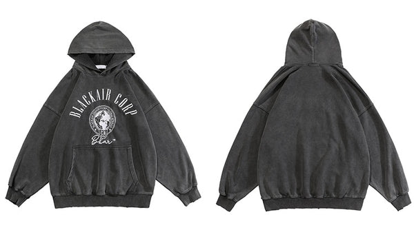 Hoodie Men Embroidery Washed Distressed Hooded Pullover Autumn Oversized Retro Punk All-match Sweatshirt Men Streetwear