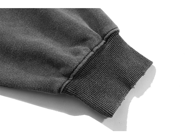 Hoodie Men Embroidery Washed Distressed Hooded Pullover Autumn Oversized Retro Punk All-match Sweatshirt Men Streetwear