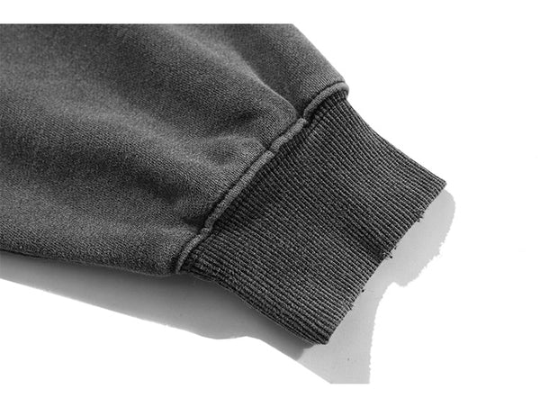 Hoodie Men Embroidery Washed Distressed Hooded Pullover Autumn Oversized Retro Punk All-match Sweatshirt Men Streetwear