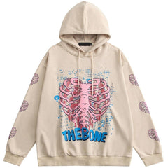 Hoodie Men Body Skeleton Letter Graffiti Hooded Pullover Autumn Baggy Hipster Hip Hop Style Sweatshirts Male Streetwear