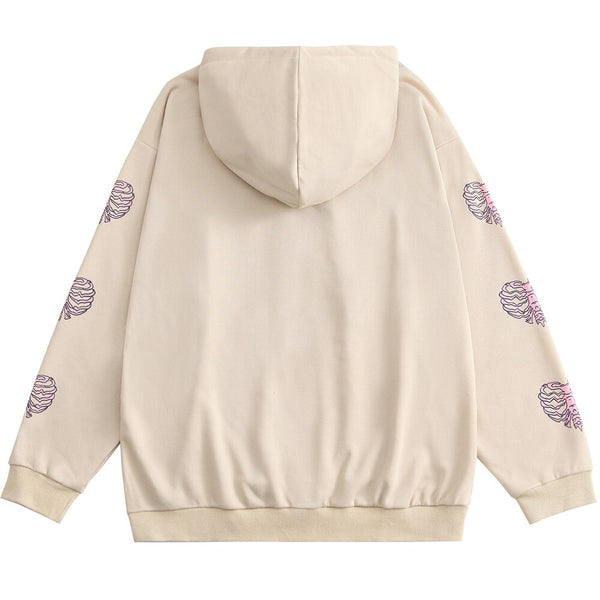 Hoodie Men Body Skeleton Letter Graffiti Hooded Pullover Autumn Baggy Hipster Hip Hop Style Sweatshirts Male Streetwear