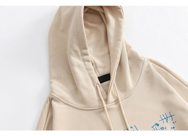 Hoodie Men Body Skeleton Letter Graffiti Hooded Pullover Autumn Baggy Hipster Hip Hop Style Sweatshirts Male Streetwear