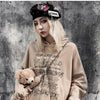 Hoodie Men Fashion Chain Punk Letter Printed Hole Ripped Hipster Cozy Baggy All-match Hooded Pullover Couple Streetwear