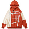 Hoodie Men Color Block Patchwork Letter Bear Print Hooded Pullover Couple Loose Cozy Retro Harajuku Hip Hop Streetwear
