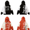 Hoodie Men Color Block Patchwork Letter Bear Print Hooded Pullover Couple Loose Cozy Retro Harajuku Hip Hop Streetwear