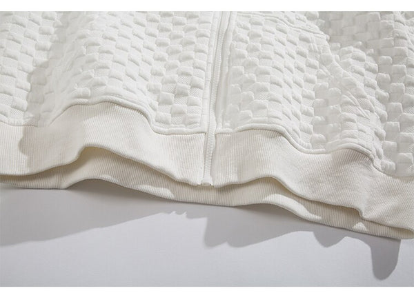 Zipper Hoodie Men Heart Embroidery Solid Plaid Hooded Coats Autumn Casual Harajuku All-match Fashion Streetwear Couple