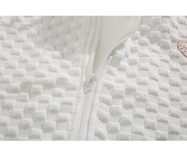 Zipper Hoodie Men Heart Embroidery Solid Plaid Hooded Coats Autumn Casual Harajuku All-match Fashion Streetwear Couple