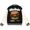 Men Hamburger Patch Letter Embroidery Bomber Jacket Autumn Loose Harajuku Hip Hop Fashion Baseball Coats Couple Outwear