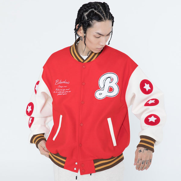 Men Hamburger Patch Letter Embroidery Bomber Jacket Autumn Loose Harajuku Hip Hop Fashion Baseball Coats Couple Outwear