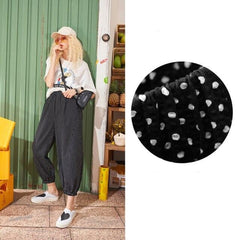 Polka Dot High Waist Straight Casual Women Chiffon Pants,Summer Vintage,Korean Ladies Basic Daily Graphic Trouser