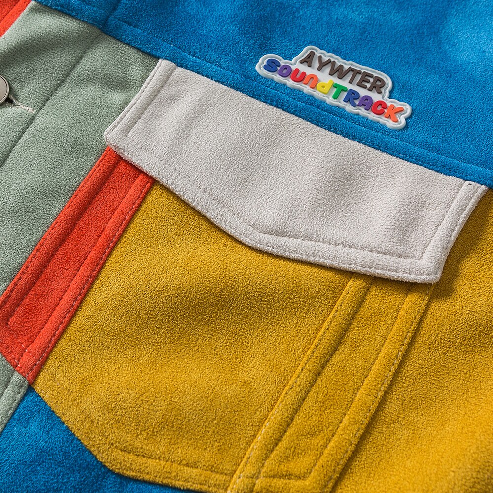 Jackets Retro Hit Color Patchwork Multi-Pocket Varsity Jacket Coat Baggy Harajuku High Street Fashion Autumn Streetwear
