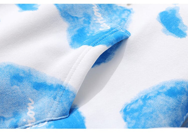 Hoodie Men Heart Inkjet Letter Printed Big Pocket Hooded Pullover Soft Cozy Plus Velvet High Street Harajuku Streetwear