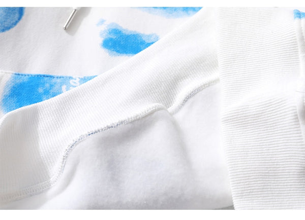 Hoodie Men Heart Inkjet Letter Printed Big Pocket Hooded Pullover Soft Cozy Plus Velvet High Street Harajuku Streetwear