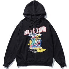 Hoodie Men Funny Girl Comics Anime Letter Print Hooded Pullover Autumn Cozy Japanese Hip Hop Harajuku Couple Streetwear