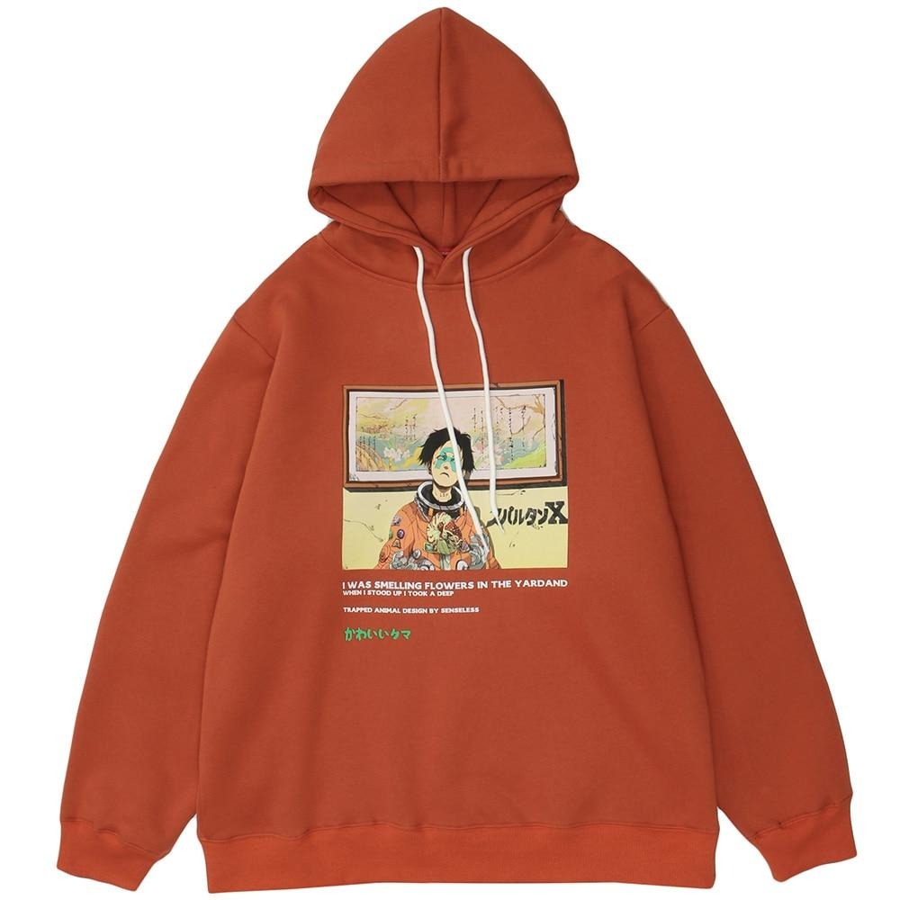 Hoodie Men Mutated Japanese Anime Boy Print Pullover Couple Plus Velvet Oversize Harajuku Hip Hop Sweatshirt Streetwear