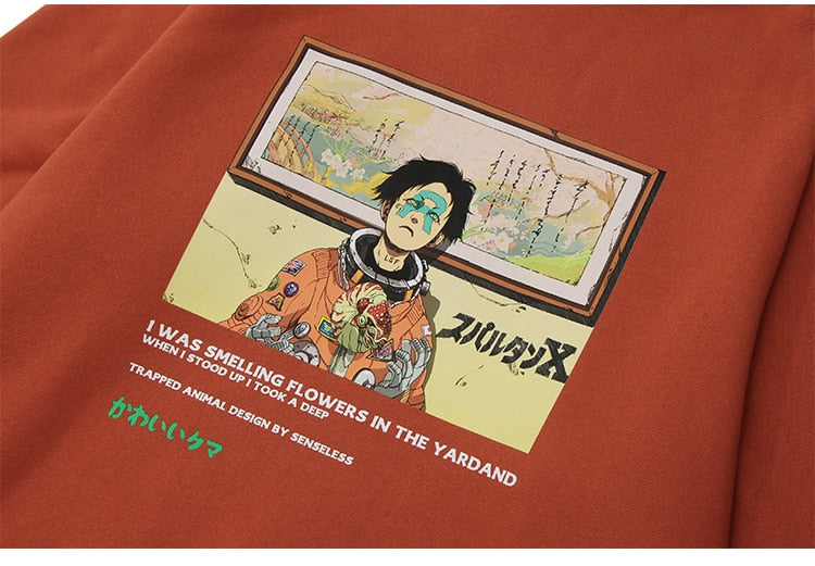 Hoodie Men Mutated Japanese Anime Boy Print Pullover Couple Plus Velvet Oversize Harajuku Hip Hop Sweatshirt Streetwear