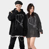 Hoodie Men Heart-shaped Letter Print Sleeves Detachable Pullover Couple Hipster Cool High Street Hooded Tops Streetwear