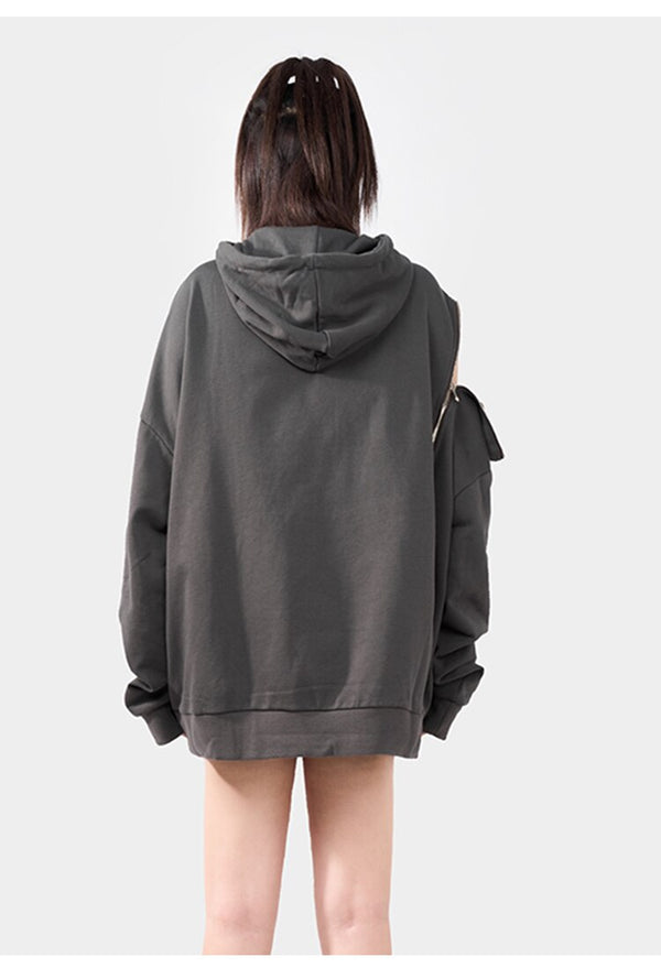 Hoodie Men Heart-shaped Letter Print Sleeves Detachable Pullover Couple Hipster Cool High Street Hooded Tops Streetwear