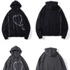 Hoodie Men Heart-shaped Letter Print Sleeves Detachable Pullover Couple Hipster Cool High Street Hooded Tops Streetwear