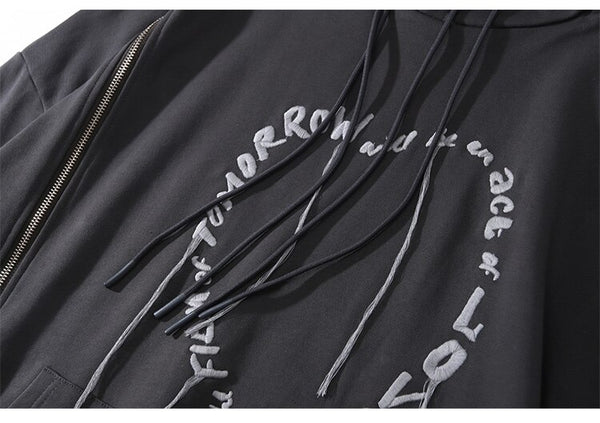 Hoodie Men Heart-shaped Letter Print Sleeves Detachable Pullover Couple Hipster Cool High Street Hooded Tops Streetwear