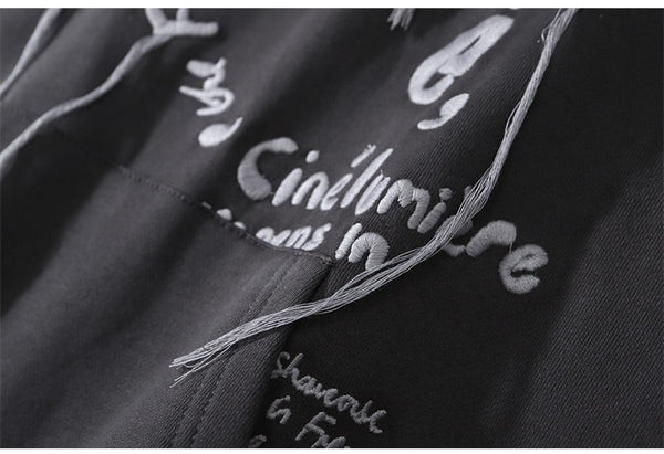 Hoodie Men Heart-shaped Letter Print Sleeves Detachable Pullover Couple Hipster Cool High Street Hooded Tops Streetwear