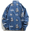 Track Jacket Men Bear Letter Print Zipper Windbreaker Coat Autumn Casual Baggy Fashion Hip Hop Jacket Couple Streetwear